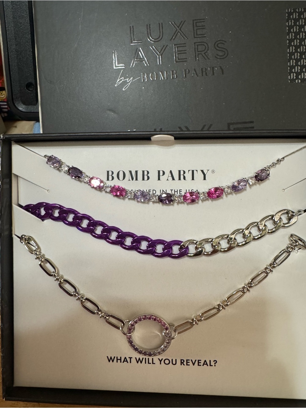 Luxe Layers Purple and Silver Necklace Set